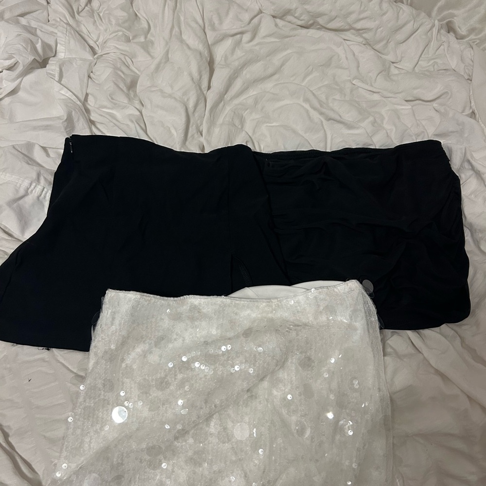 Black and White Sequin Skirt Set